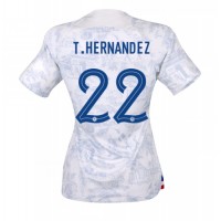 Frankrike Theo Hernandez #22 Bortatröja Kvinnor VM 2022 Korta ärmar